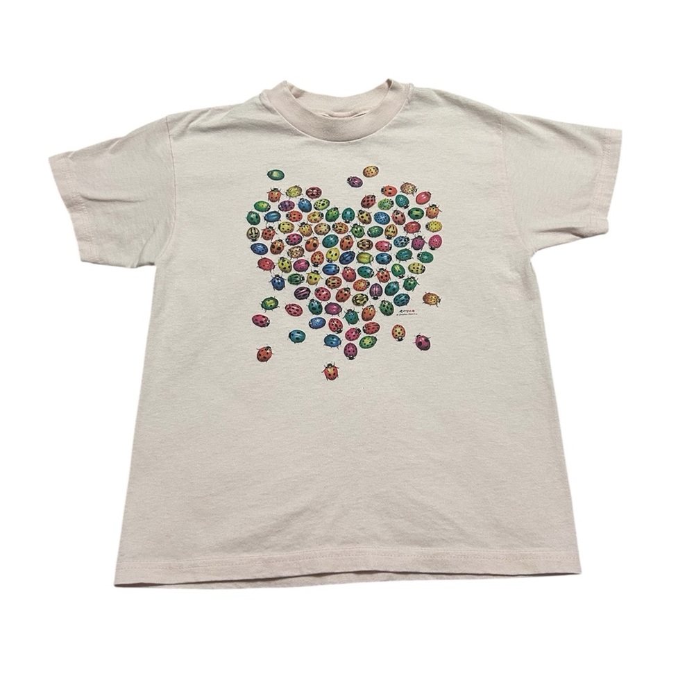 Vintage Youth Medium Dolphin Shirt Co Rainbow Ladybugs Beetles T-Shirt